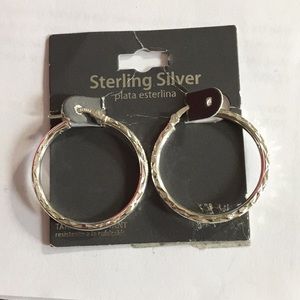 Non tarnish pair of sterling silver hoops